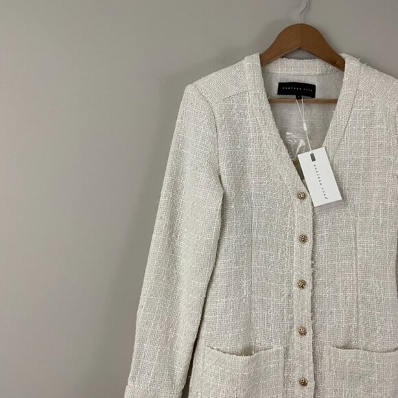 Endless Rose Textured Tweed Button Down Mini Dress in Ivory Size Small - Picture 5 of 5